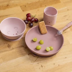 Maaltijdset 4-delige van siliconen - Beer Roze