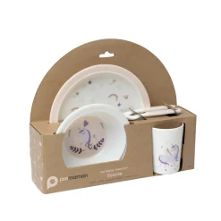 Maaltijdset 5-delig melamine eenhoorn roos/wit