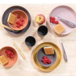 Maaltijdset voor kinderen Beer - Silicone - Wit/beige - 4 Stk
