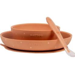 Maaltijdset voor kinderen - Silicone - Terracotta/sterren - 3 Stk