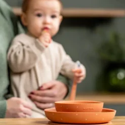 Maaltijdset voor kinderen - Silicone - Terracotta/sterren - 3 Stk