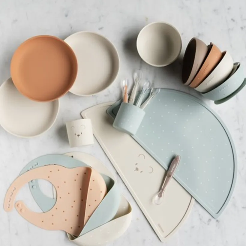 Maaltijdset voor kinderen - Silicone - Terracotta/sterren - 3 Stk