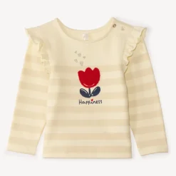 Marinière met lange mouwen meisjes met tulpenpatch