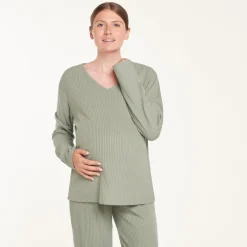 Materniteit geribbelde pyjama set