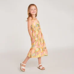 Maxi jurk met tropische print en schouderbandjes meisjes