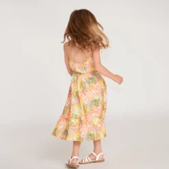 Maxi jurk met tropische print en schouderbandjes meisjes