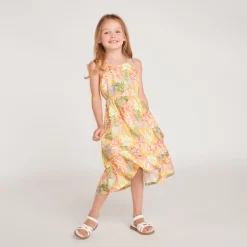 Maxi jurk met tropische print en schouderbandjes meisjes