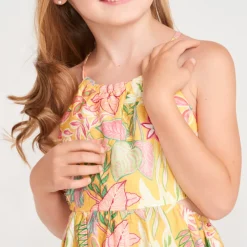 Maxi jurk met tropische print en schouderbandjes meisjes