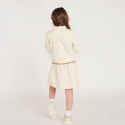 Meisjes blousejurk met lange mouwen en gevlochten riem