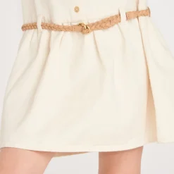 Meisjes blousejurk met lange mouwen en gevlochten riem