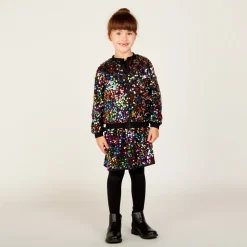 Meisjes feest bomberjack met multicolor pailletten