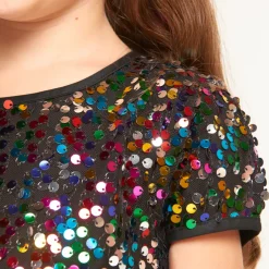 Meisjes feestjurk met multicolor pailletten