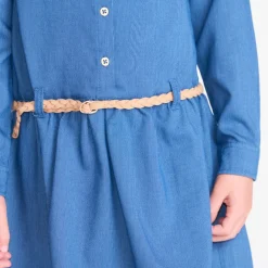 Meisjeshemdjurk met gevlochten riem