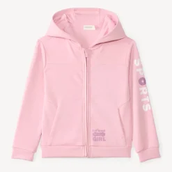 Meisjes hoodie gilet in scuba stof