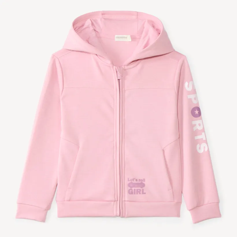Meisjes hoodie gilet in scuba stof