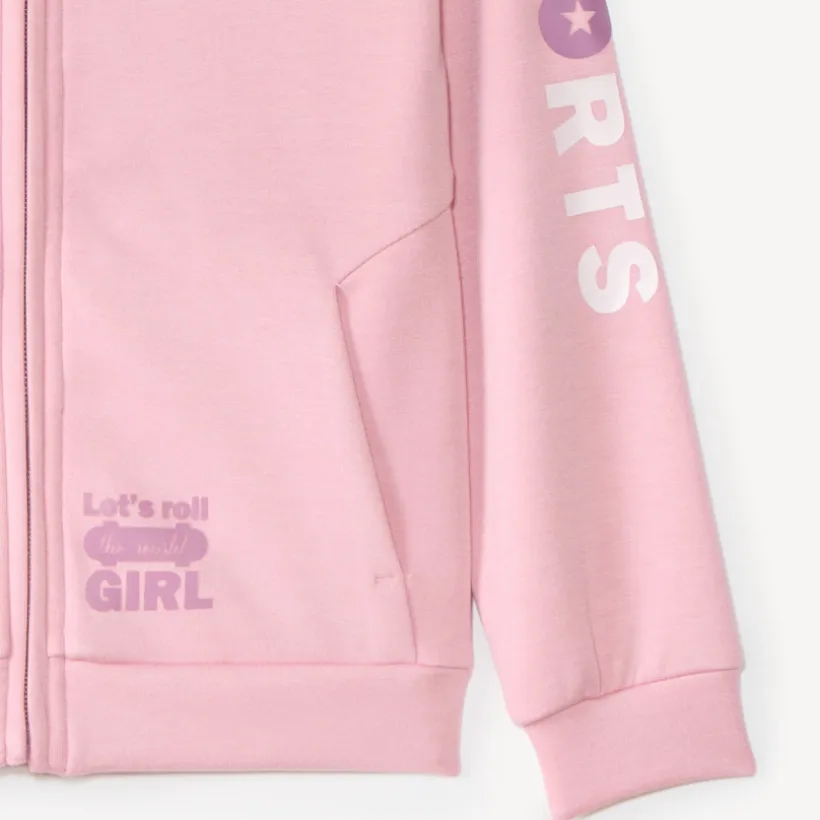Meisjes hoodie gilet in scuba stof