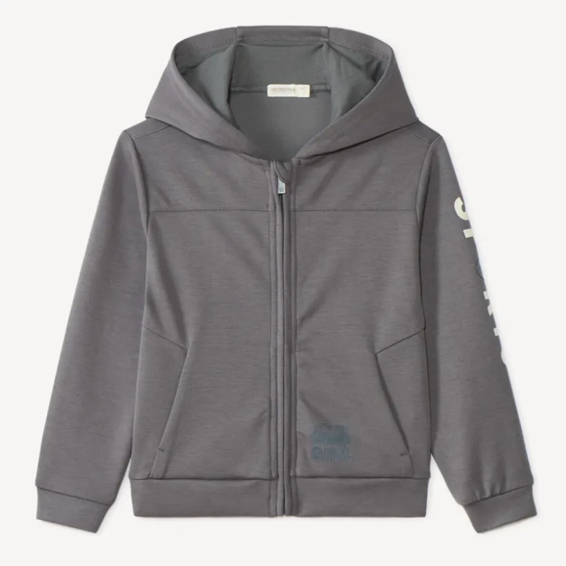Meisjes hoodie gilet in scuba stof