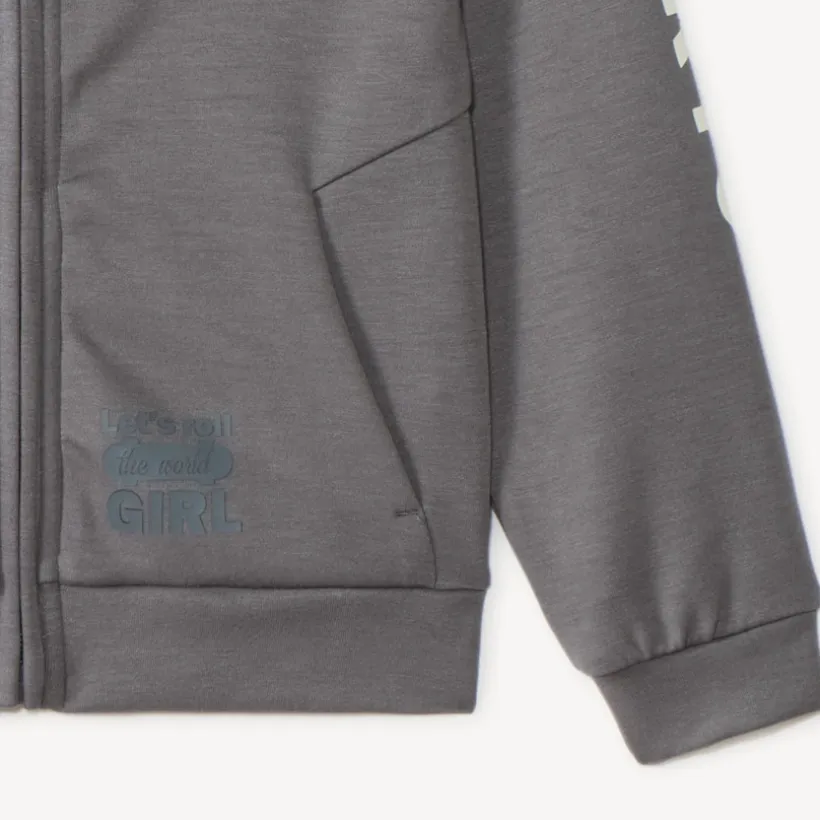 Meisjes hoodie gilet in scuba stof