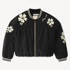 Meisjesjack van geborduurd popeline met bloemen