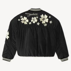 Meisjesjack van geborduurd popeline met bloemen