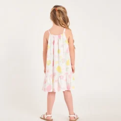 Meisjesjurk met citroenprint en spaghettibandjes