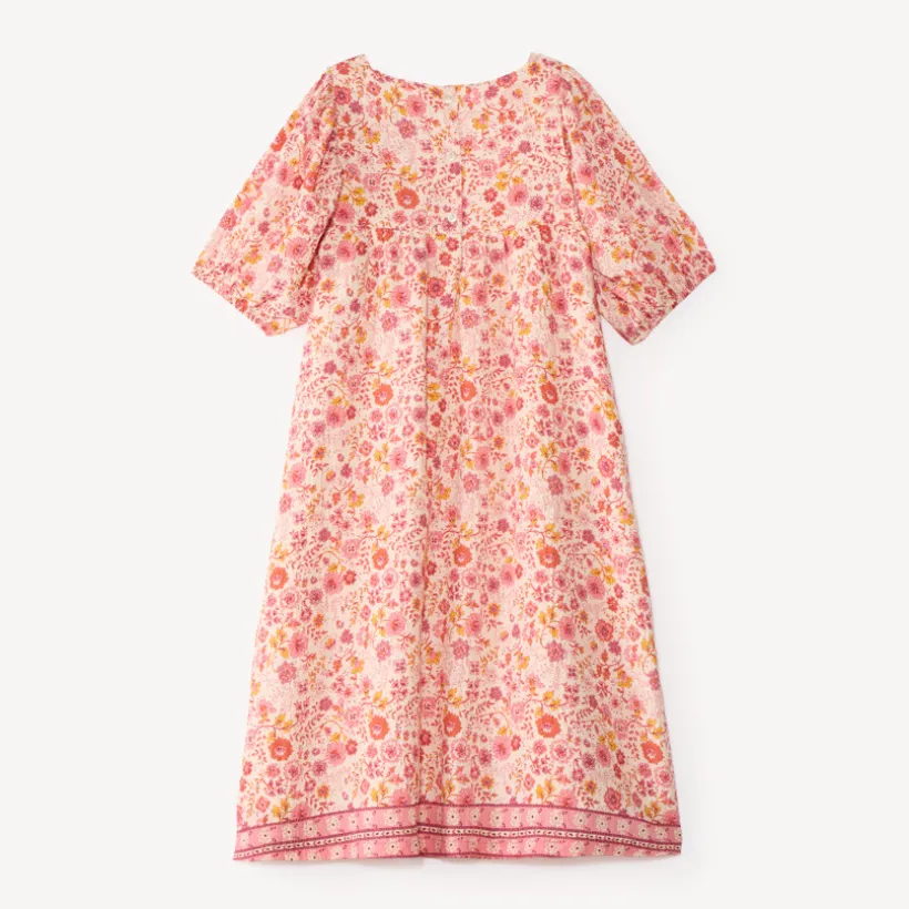 Meisjesjurk met driedelige mouwen en bloemenprint