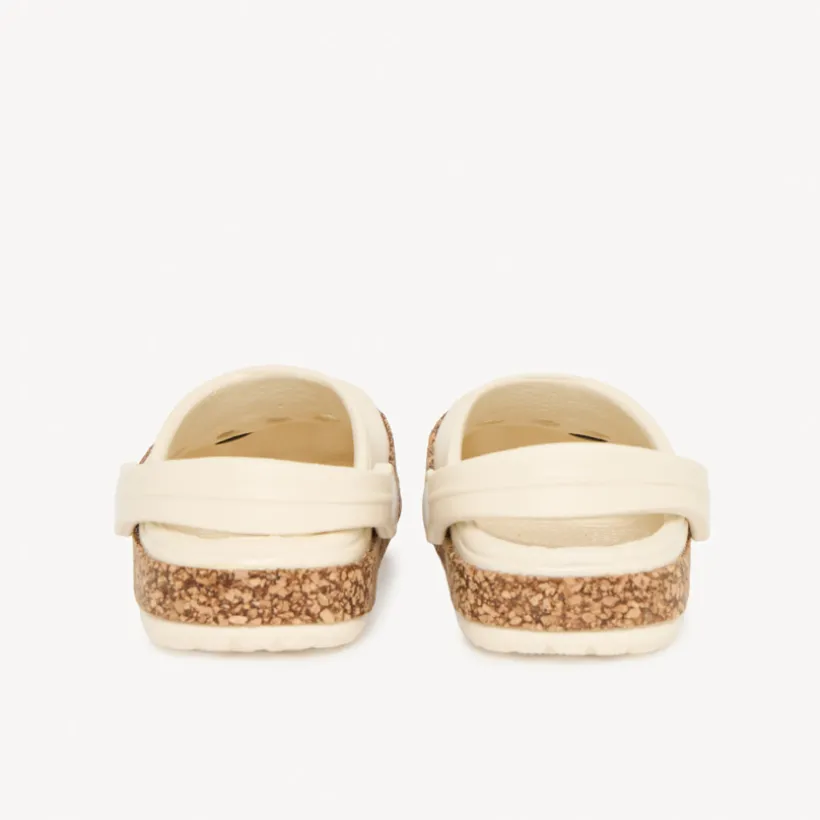 Meisjes sabots met bloemenbadge en kurklook zool