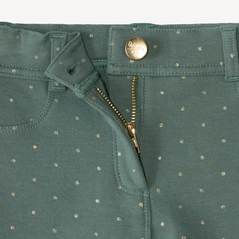 Meisjes skinny broek van fleecemateriaal met gouden stippen