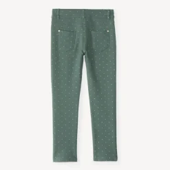 Meisjes skinny broek van fleecemateriaal met gouden stippen