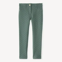 Meisjes skinny broek van fleecemateriaal met gouden stippen