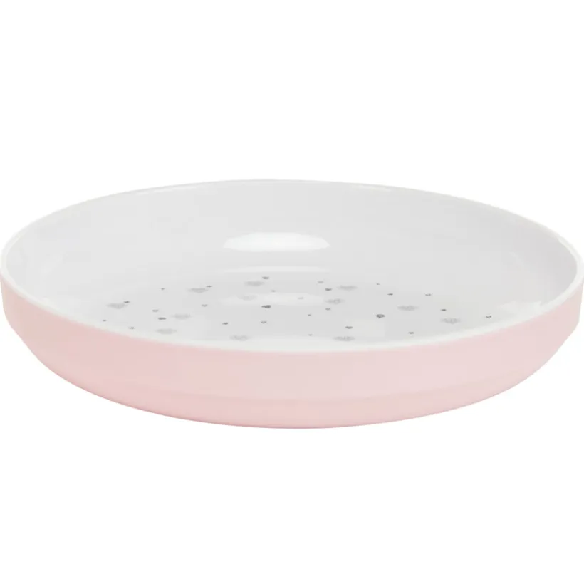 Melaminebord met rozenhartenprint roze geschikt voor vaatwasser vanaf 6 maanden