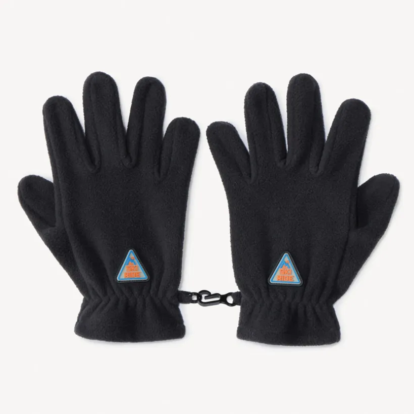 Microfleece skihandschoenen jongens met rubberen ski-badge