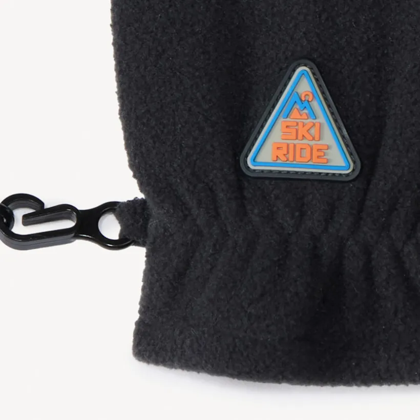 Microfleece skihandschoenen jongens met rubberen ski-badge