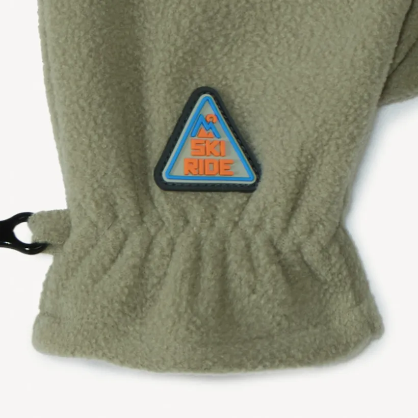 Microfleece skihandschoenen jongens met rubberen ski-badge