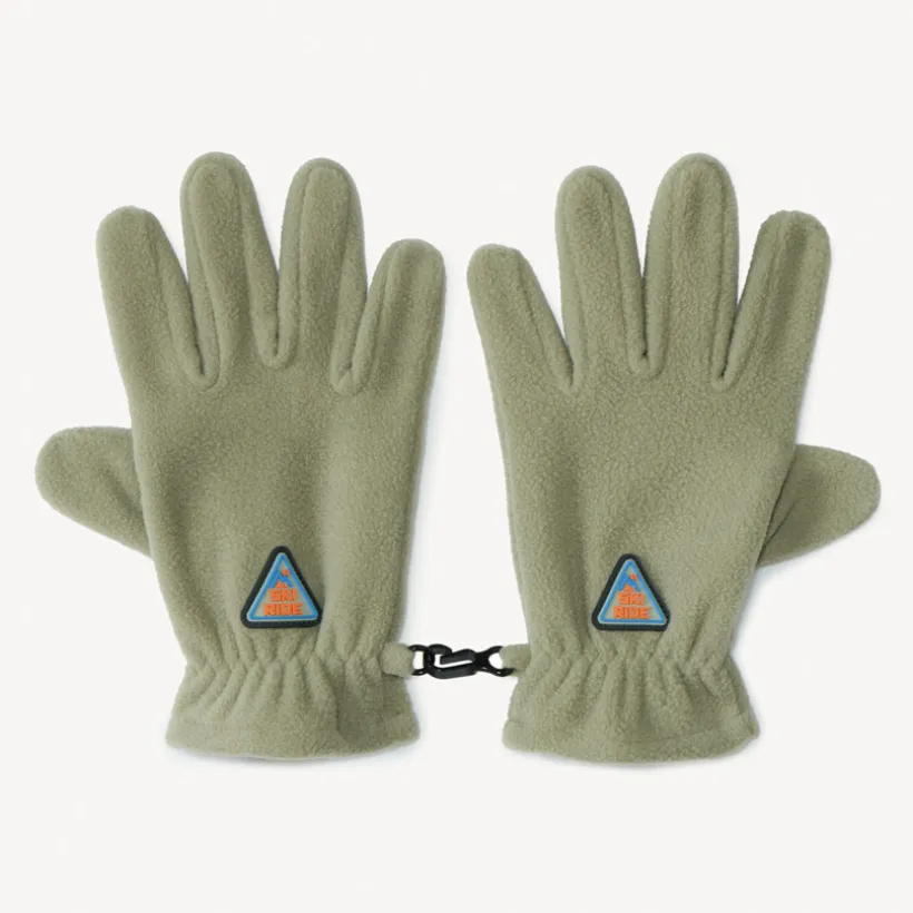 Microfleece skihandschoenen jongens met rubberen ski-badge