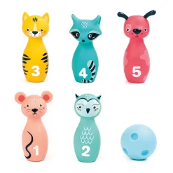 Mini-bowlingspel met 5 zachte kegels Dieren