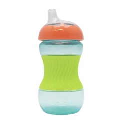 mini leerbeker met siliconen grip 180 ml aqua