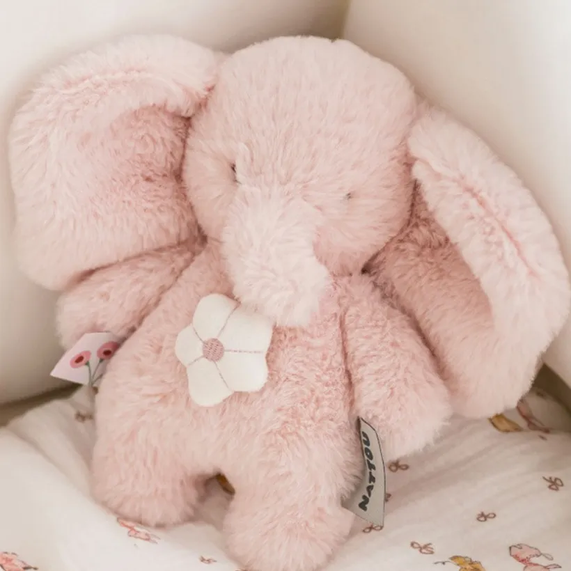 Mini muziekknuffel olifant - Fanfan - Roze - 20 cm