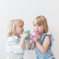 Mini oefenbeker roze Nûby 180 ml met zachte siliconentuit