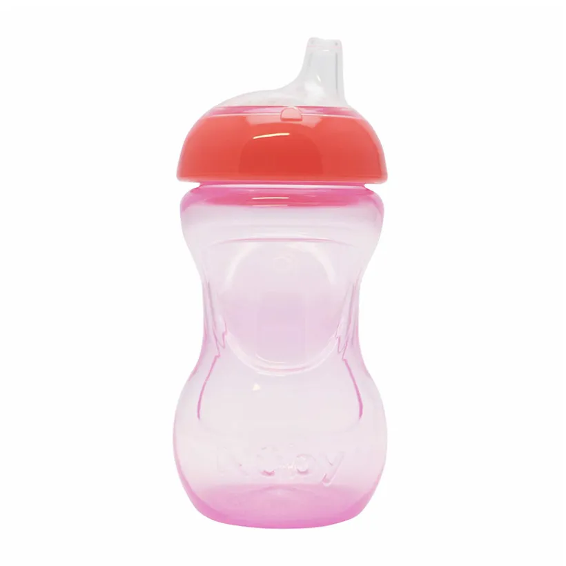 Mini oefenbeker roze Nûby 180 ml met zachte siliconentuit