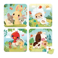 Modulaire boerderijdierenpuzzel met 6 tot 16 stukjes