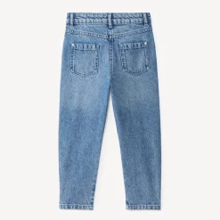 Mom jeans meisjes in effen wassendeffect.