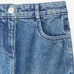 Mom jeans meisjes in effen wassendeffect.