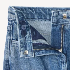 Mom jeans meisjes in effen wassendeffect.