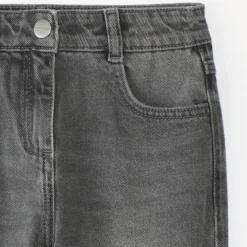 Mom jeans meisjes in effen wassendeffect.