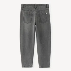 Mom jeans meisjes in effen wassendeffect.