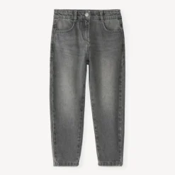 Mom jeans meisjes in effen wassendeffect.