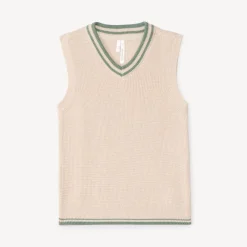 Mouwloos gebreid vest in effen kleur voor jongensbaby.