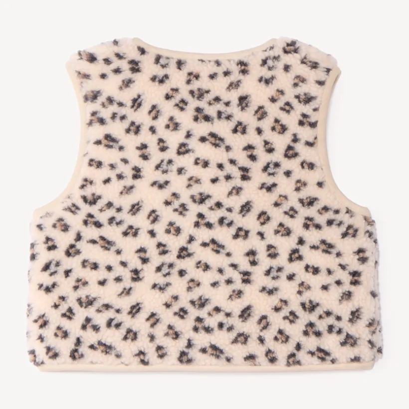 Mouwloos meisjesvest met leopardprint