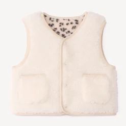 Mouwloos meisjesvest met leopardprint